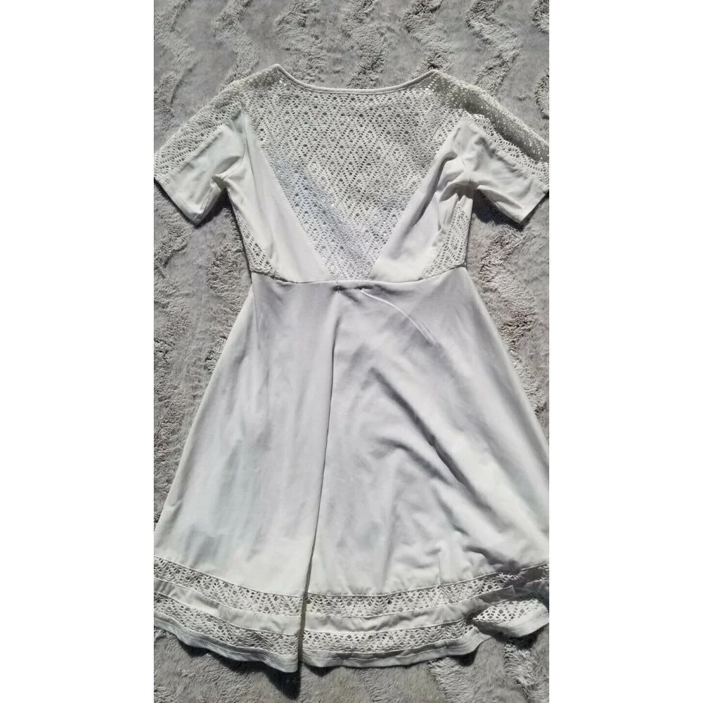Tobi Knit Mesh Top‎ Quarter Sleeve White Dress XS